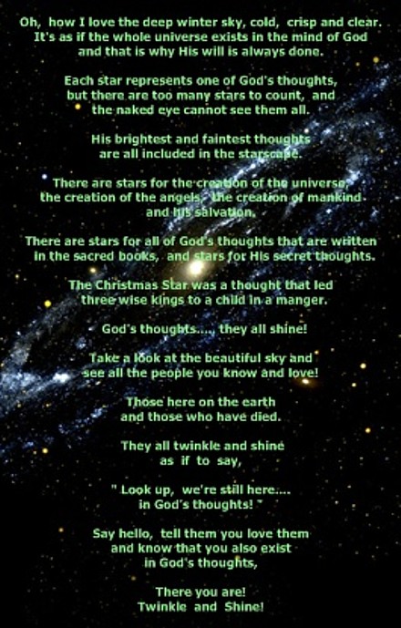 Poem printed on universe poster
